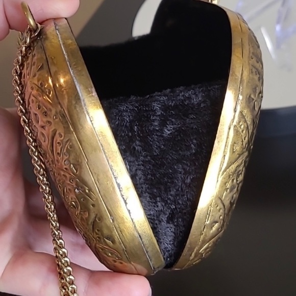 FROM ST XAVIER Gold Antique Crossbody Metal Bag Turquoise Gemstone - Picture 4 of 4